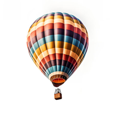 Hot air balloon isolated on white background. 3d rendering. Illustration.の素材
