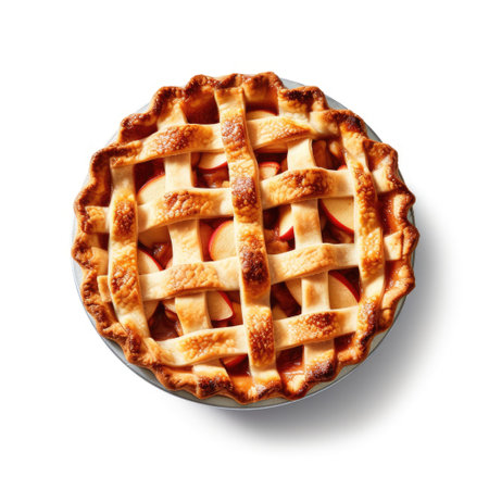 Delicious apple pie on white background, top view. Delicious dessertの素材