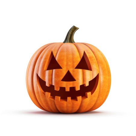 Halloween pumpkin isolated on white background. 3d render illustration.の素材