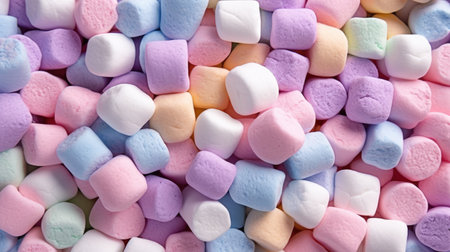 Colorful marshmallows background. Top view. Flat lay.の素材