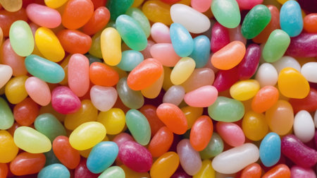 Colorful jelly beans background. Top view. Jelly beans background.の素材