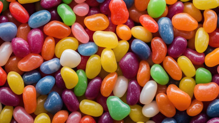 Colorful jelly beans background. Top view. Jelly beans background.の素材