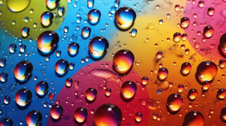 Water drops on colorful background. Abstract water drops on colorful background.の素材