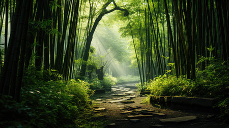 Beautiful bamboo forest in Arashiyama, Kyoto, Japanの素材