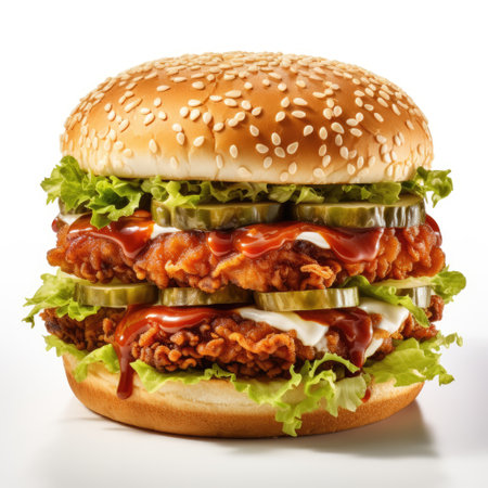 Big hamburger isolated on a white background. Close-up.の素材