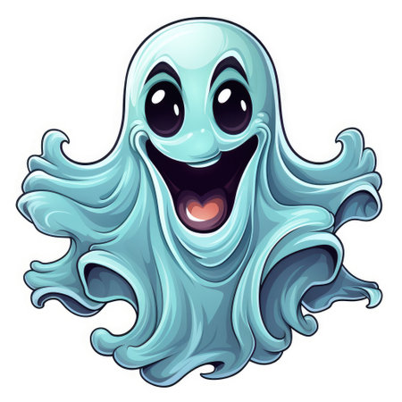 Illustration of a smiling cartoon octopus isolated on a white backgroundの素材