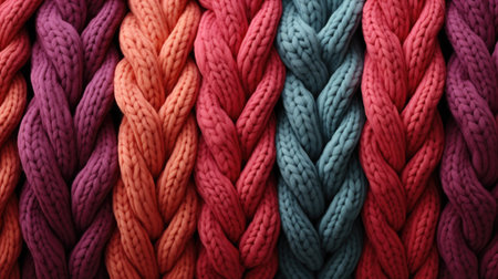 Multicolored knitted fabric as background, closeup of photoの素材