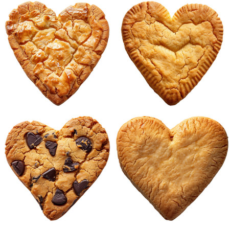 Set of Heart shaped cookie Isolated on white backgroundの素材