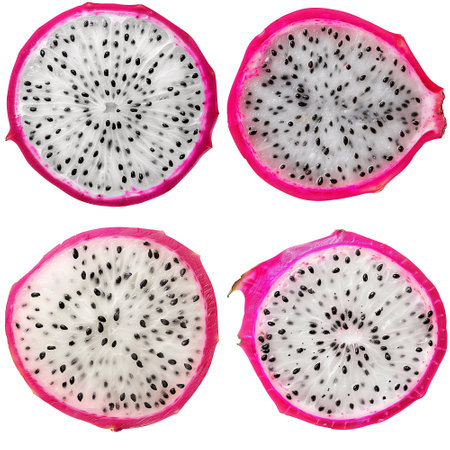 Set of Dragon fruit slice Isolated on white backgroundの素材