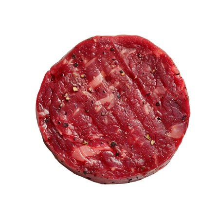 Raw burger patties Isolated on white backgroundの素材