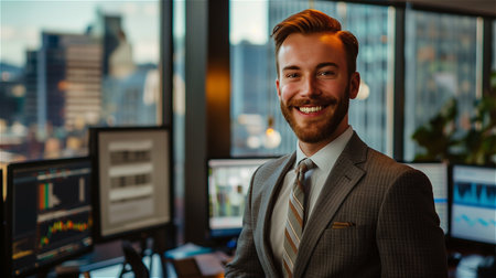 Portrait of exchange broker perfect smileの素材