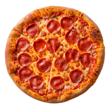 Pepperoni pizza Isolated on white backgroundの素材