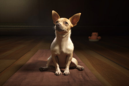 Cute little dog doing yoga pose, Generative Aiの素材