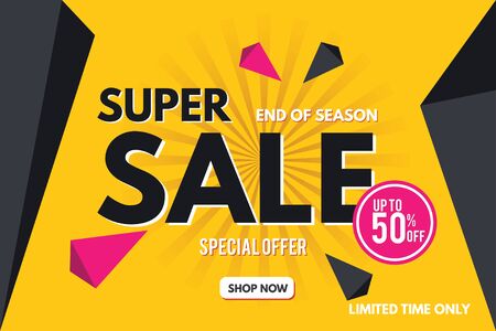 Super Sale Banner Template. Sale Banner Design. Abstract Sale Banner.のイラスト素材