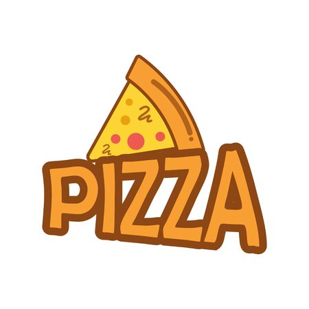 Pizza logo template with unique illustration. Pizza logo design. Restaurant Logo.のイラスト素材