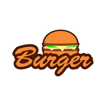 Burger logo with unique illustration. Burger logo design. Restaurant logo.のイラスト素材