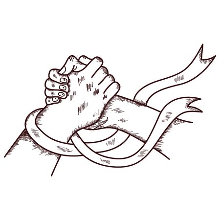 Fist sketch. Hand sketch with flag. Hand Sketch with wrench.のイラスト素材