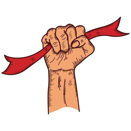 Fist sketch. Hand sketch with flag. Hand Sketch with wrench.のイラスト素材