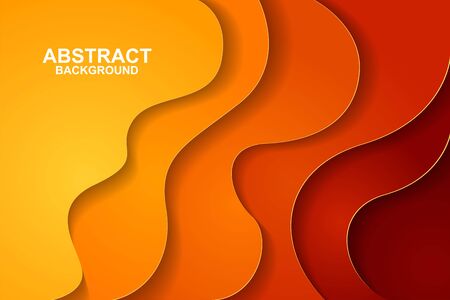 Abstract background design with orange paper cut shapes. Paper cut vector illustration for banner, presentation, and invitation. Paper art and craft style.のイラスト素材