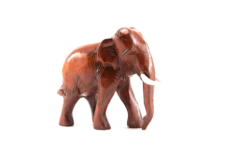 Wooden elephant model on white backgroundの写真素材