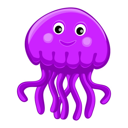 Cute happy jellyfish cartoon characterのイラスト素材
