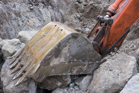 Excavator's shovel close upの写真素材