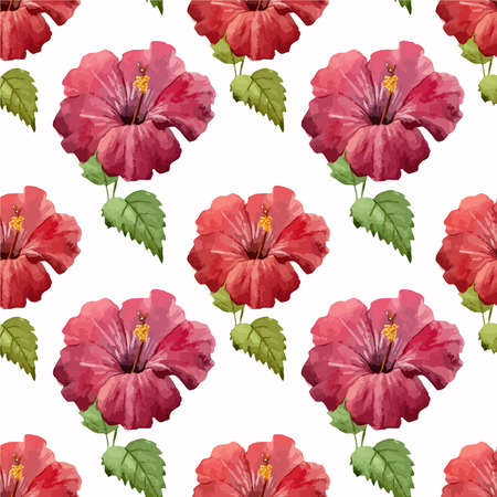 Beautiful vector pattern with red flowers on white fonのイラスト素材