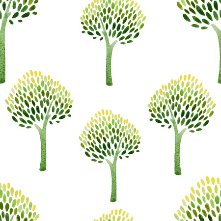 Beautiful vector pattern with abstract watercolor treesのイラスト素材