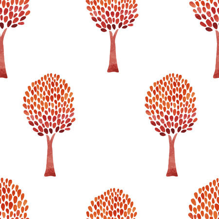Beautiful vector pattern with abstract watercolor treesのイラスト素材
