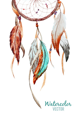 Beautiful vector image with nice watercolor dreamcatcherのイラスト素材