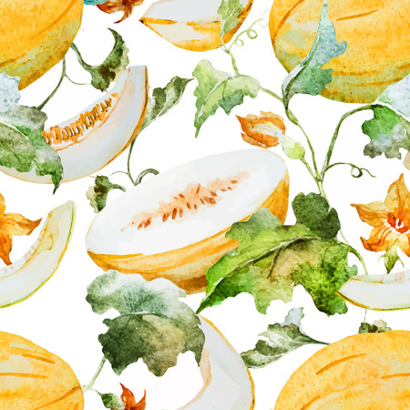 Beautiful vector pattern with nice watercolor watermelonsのイラスト素材