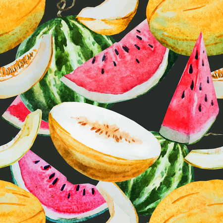 Beautiful vector pattern with nice watercolor watermelonsのイラスト素材