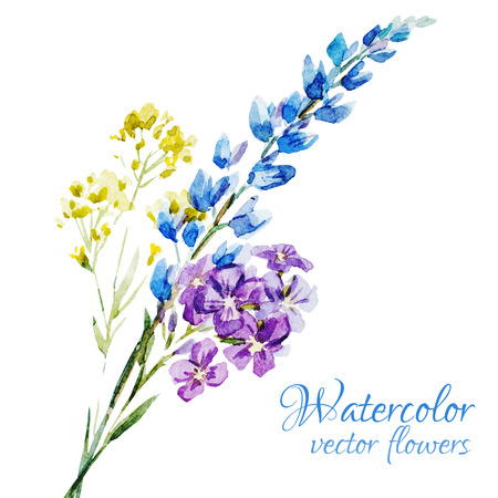Beautiful vector image with nice watercolor flowersのイラスト素材