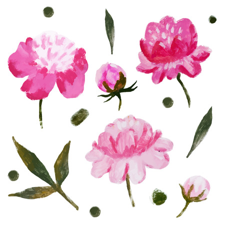 Beautiful vector image with nice watercolor flowersのイラスト素材