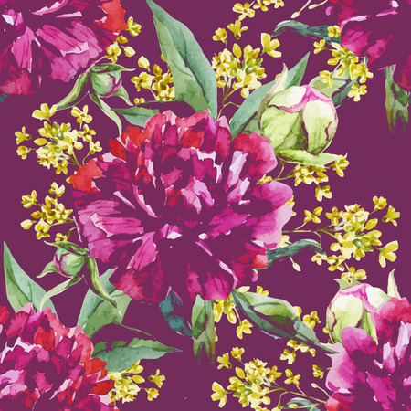 Beautiful vector pattern with nice watercolor flowersのイラスト素材