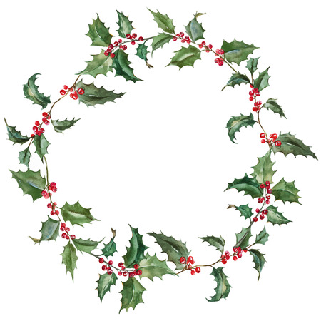 Beautiful image with nice watercolor christmas wreathのイラスト素材