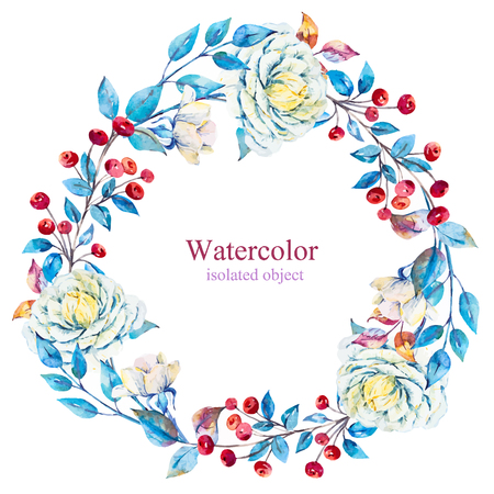Beautiful vector image with nice watercolor floral wreathのイラスト素材
