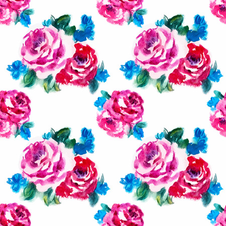 Beautiful vector pattern with nice watercolor rosesのイラスト素材
