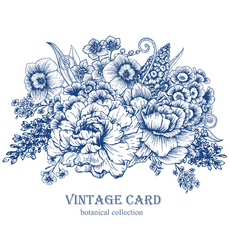 Beautiful vector image with nice hand-drawn floral bouquetのイラスト素材