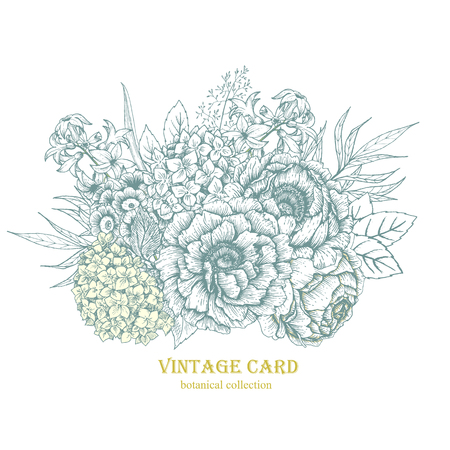 Beautiful vector image with nice hand-drawn floral bouquetのイラスト素材