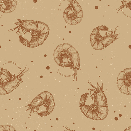 Beautiful pattern with nice hand drawn shrimpsのイラスト素材