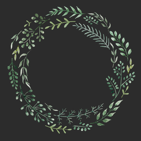 Beautiful wreath with nice hand drawn watercolor flowersのイラスト素材
