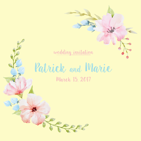 Beautiful vector watercolor hand drawn floral wreath frameのイラスト素材
