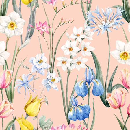 Watercolor vector floral patternのイラスト素材