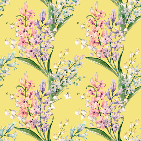 Watercolor vector hyacinth patternのイラスト素材