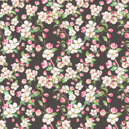 Watercolor vector spring floral patternのイラスト素材