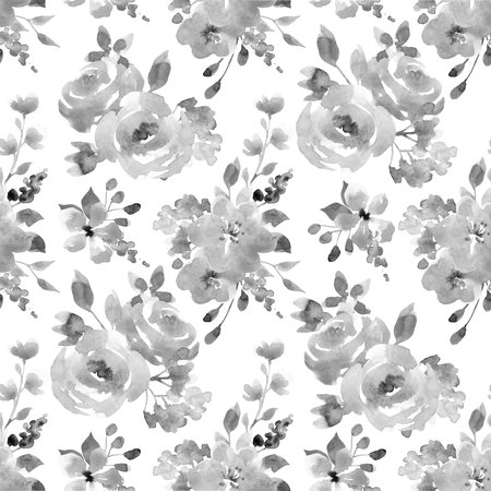 Watercolor floral seamless patternの写真素材