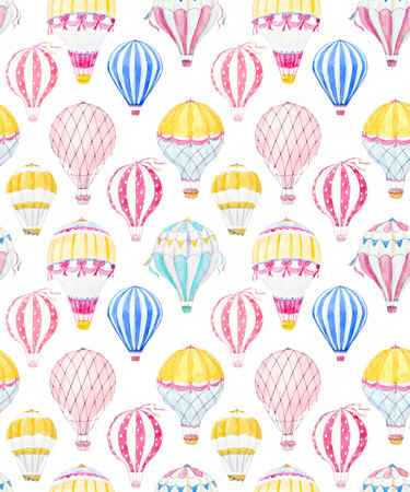 Watercolor air baloon patternの写真素材