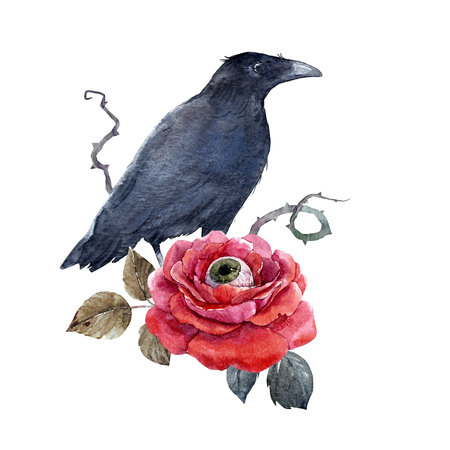 Watercolor halloween roseの写真素材