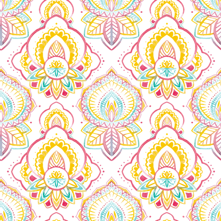 Watercolor native flower pattern.のイラスト素材